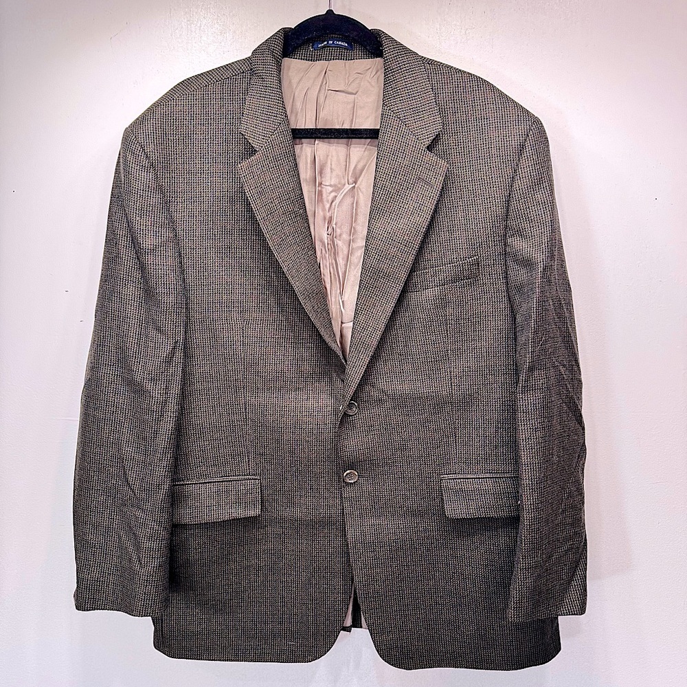 Vintage Izod Men’s Tweed 100% Wool Blazer Green Navy Blue Burgundy Union Made